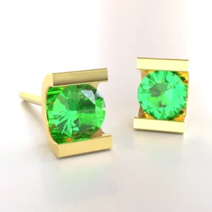 18k gold emerald studs ear jewelry