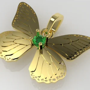 butterfly emerald gold pendant