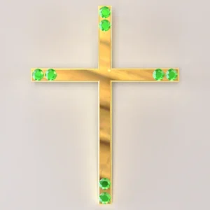emerald gold tassel cross pendant