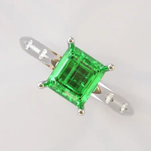 emerald zircon white gold ring