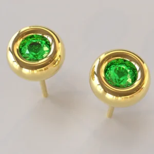 gold emerald stud earring
